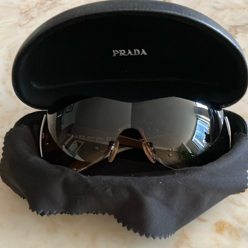 Prada SPR041 Shield Wrap Sunglasses with Case
